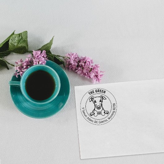 Whippet hond retour adres familie rubberstempel