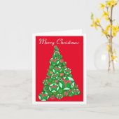 Whippet Honden Silhouet Kerstboom Rood Kaart (Gele Bloem)