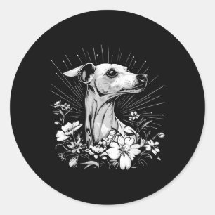 Whippet Hondenliefhebber Retro Style Tattoo Ronde Sticker