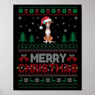 Whippet Hondenliefhebbers Santa Hat Kerstboom Ligh Poster