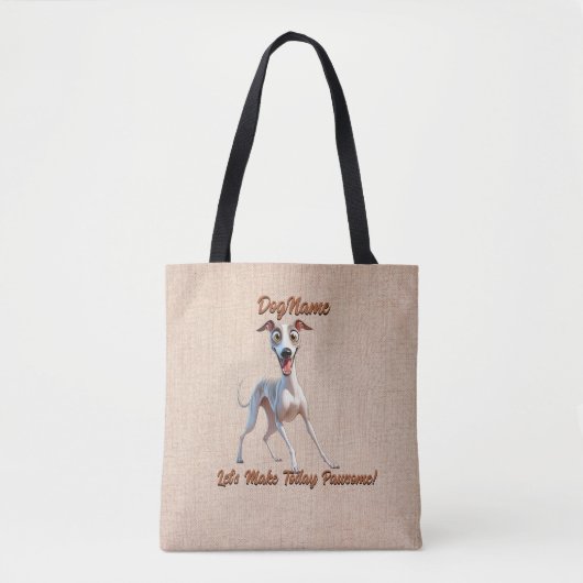 Whippet - hondennaam toevoegen, tekst wijzigen tote bag (Voorkant)
