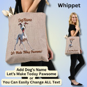 Whippet - hondennaam toevoegen, tekst wijzigen tote bag