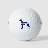 Whippet Hondenras Colorado Flag Silhouette Golfballen (Voorkant)