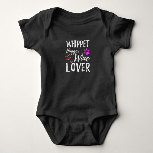 Whippet Hugger Wine Lover Dog mama of Dog Dad Gift Romper (Voorkant)