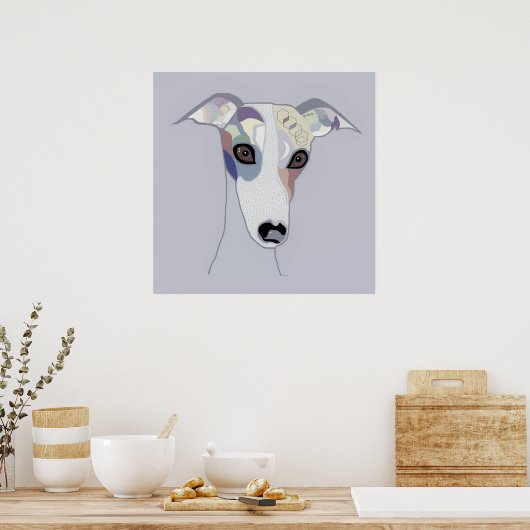 Whippet in Denim Colors Poster (Keuken)