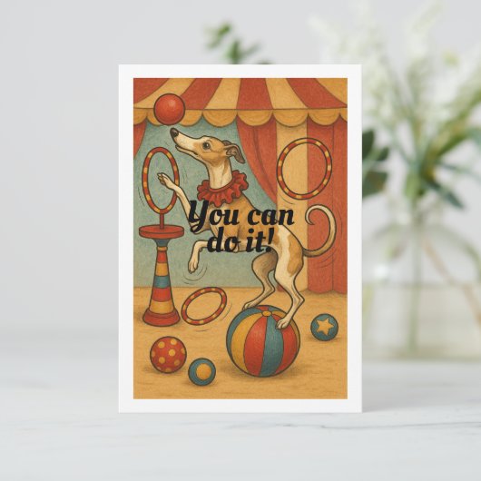 Whippet in het circus bedankkaart (Staand voorkant)
