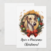 Whippet in krans kerst Kaart (Voorkant / Achterkant)