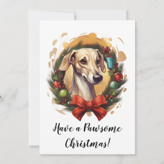 Whippet in krans kerst Kaart