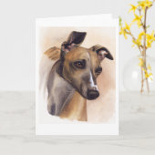 Whippet in Watercolour wordt geschilderd die Kaart (Gele Bloem)