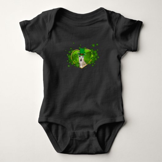 Whippet Irish Cute St Patrick Day Hondenliefhebber Romper (Voorkant)
