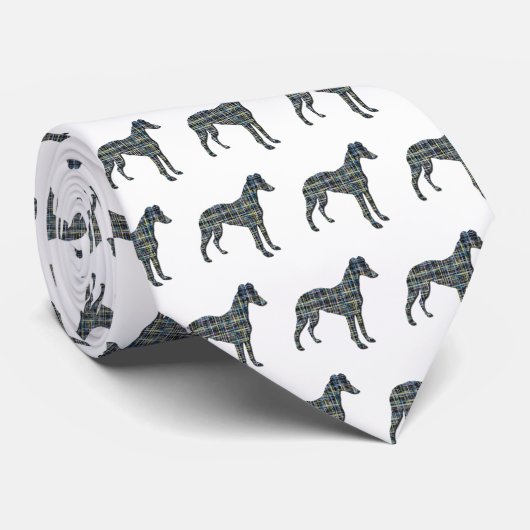 Whippet / Italiaans Geel en Blauw Wit Stropdas (Opgerold)