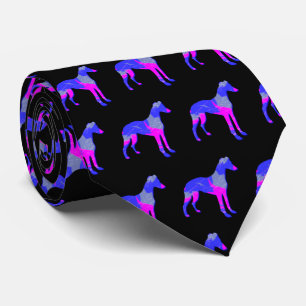 Whippet/Italiaans Greyhound Dog Silhouette P&B Bla Stropdas