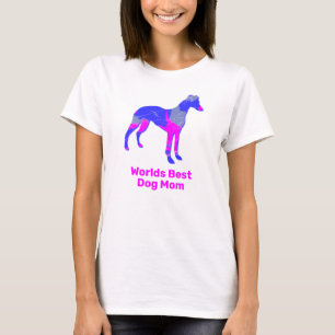 Whippet/Italiaans Greyhound Dog Silhouette Pink Bl T-shirt
