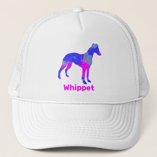 Whippet/Italiaans Greyhound Dog Silhouette Pink Trucker Pet (Voorkant)