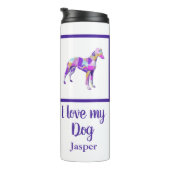 Whippet Italiaans grijs hondensilhouet Paarse PY&B Thermosbeker (Geroteerd rechts)