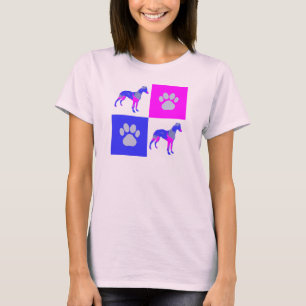 Whippet / Italiaanse Greyhound Hond & Paw Pink Blu T-shirt