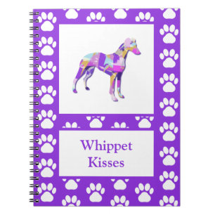 Whippet Italiaanse Grijze Hond Silhouet Poot Purpl Notitieboek