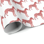 Whippet Italiaanse Kersthond Silhouet Wit Cadeaupapier (Rol Hoek)