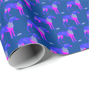 Whippet Italiaanse Windhond Silhouette P&B Blauw Cadeaupapier