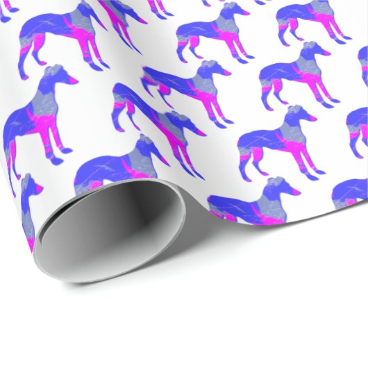 Whippet Italiaanse Windhond Silhouette P&B Wit Cadeaupapier (Rol Hoek)