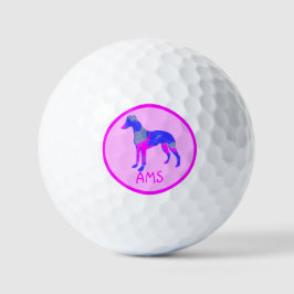 Whippet Italy Greyhound Pink Dog Silhouette Mono Golfballen
