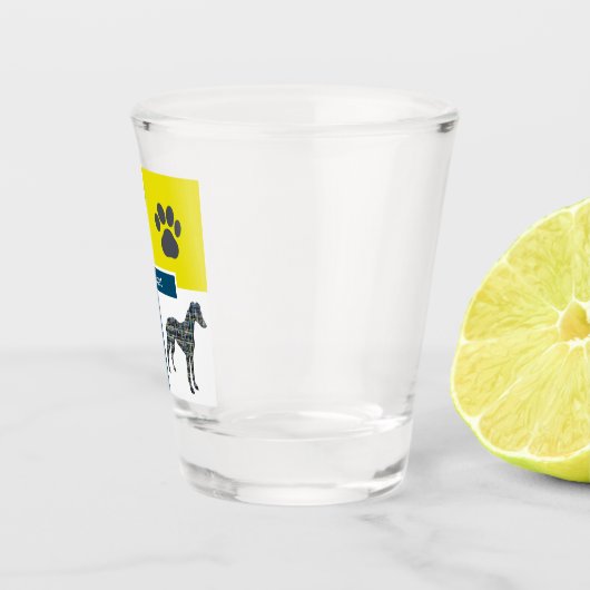 Whippet Italy Greyhound Silhouette Dog & Paw Y&B Shot Glas (Rechts)