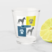 Whippet Italy Greyhound Silhouette Dog & Paw Y&B Shot Glas (Voorkant)