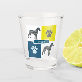 Whippet Italy Greyhound Silhouette Dog & Paw Y&B Shot Glas