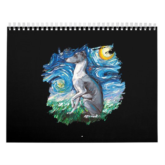 Whippet Italy Greyhound Sterrennacht Dog Art Kalender (Hoes)