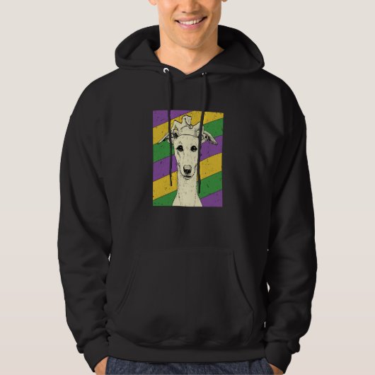 Whippet Jester Mardi Gras Dog Mom or Dad Hoodie (Voorkant)