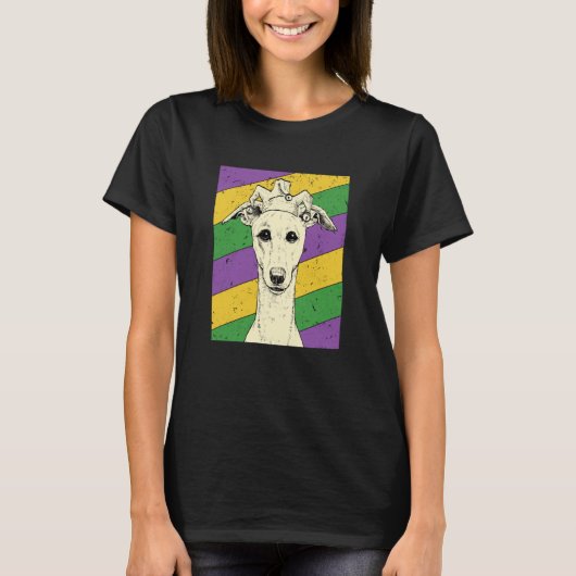 Whippet Jester Mardi Gras Dog Mom or Dad T-shirt (Voorkant)
