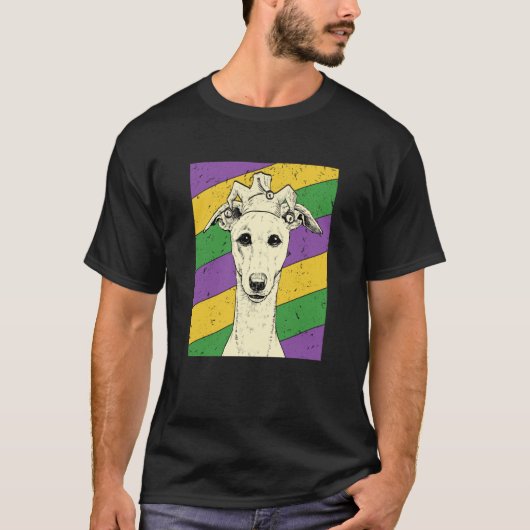 Whippet Jester Mardi Gras Dog Mom or Dad T-shirt (Voorkant)