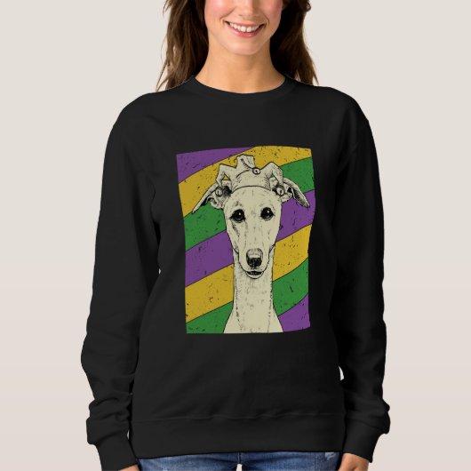 Whippet Jester Mardi Gras Dog Mom or Dad Trui (Voorkant)