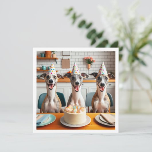 Whippet kaart, Whippet verjaardag, Whippet Kaart (Staand voorkant)