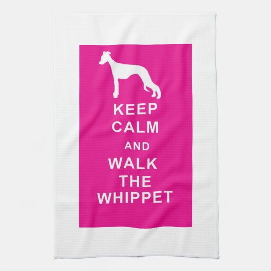 Whippet Keep Calm Walk Theedoek (Verticaal)