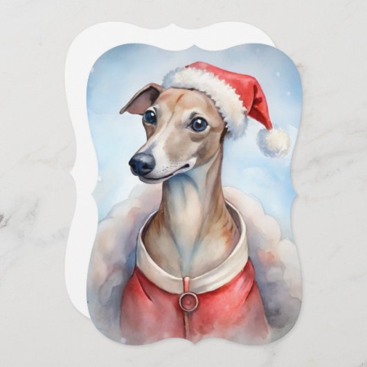 Whippet kerst Kaart (Voorkant / Achterkant)