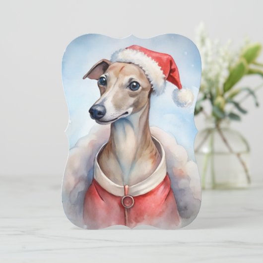 Whippet kerst Kaart (Staand voorkant)