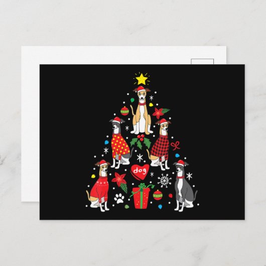 Whippet Kerst Ornament Boom Grappige Hond Moeder V Feestdagenkaart (Voorkant / Achterkant)