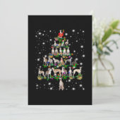 Whippet-kerstboom bedekt door vlieglicht bedankkaart (Staand voorkant)