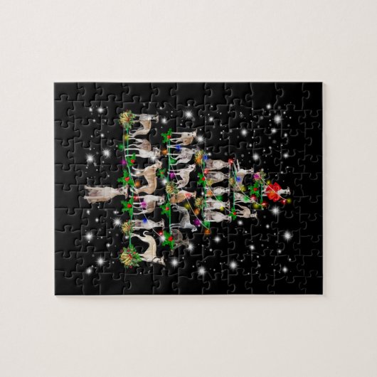 Whippet-kerstboom bedekt door vlieglicht legpuzzel (Horizontaal)