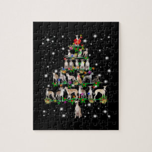 Whippet-kerstboom bedekt door vlieglicht legpuzzel