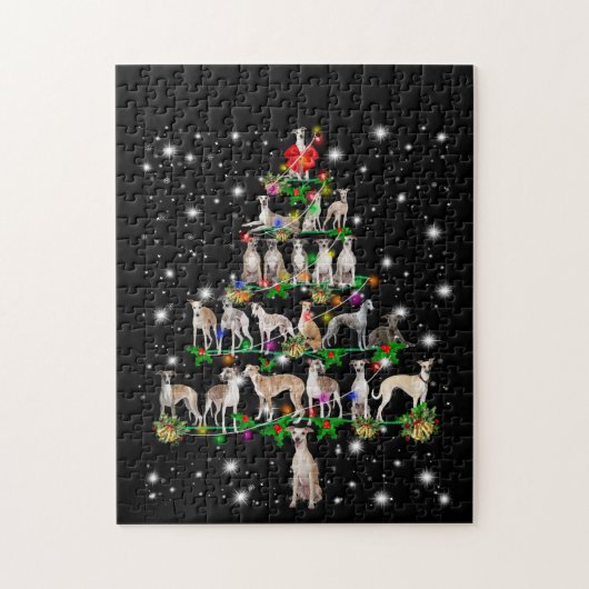 Whippet-kerstboom bedekt door vlieglicht legpuzzel (Verticaal)