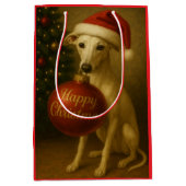Whippet Kerstcadeautas  Medium Cadeauzakje (Voorkant)