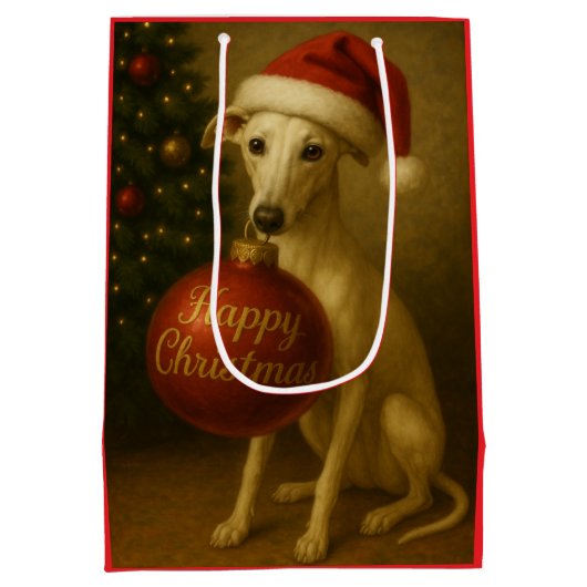 Whippet Kerstcadeautas  Medium Cadeauzakje (Achterkant)