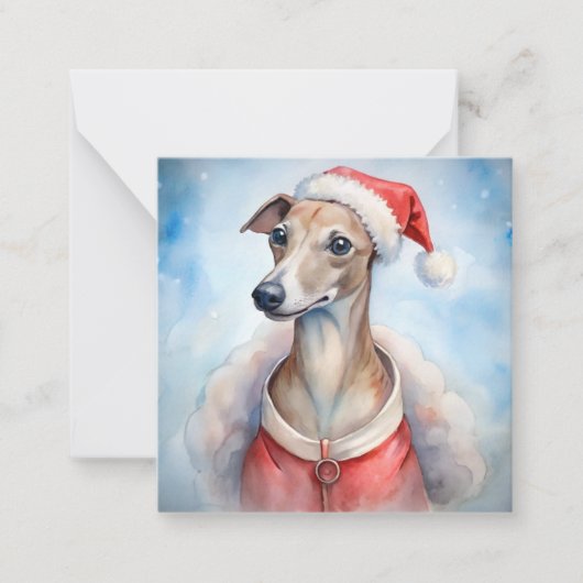 Whippet Kerstkaart - Festive Feestdagen Notitiekaartje (Voorkant)