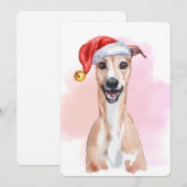 Whippet Kerstkaart – Whippet met Kerstmuts Kaart (Voorkant / Achterkant)