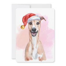 Whippet Kerstkaart – Whippet met Kerstmuts
