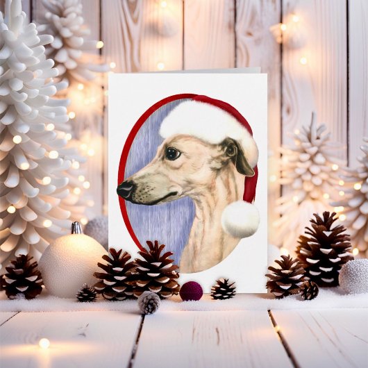 Whippet kerstkerstkerstkerstman feestdagen kaart