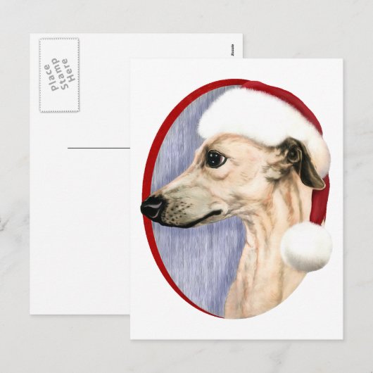 Whippet kerstkerstkerstkerstman feestdagenkaart (Voorkant / Achterkant)