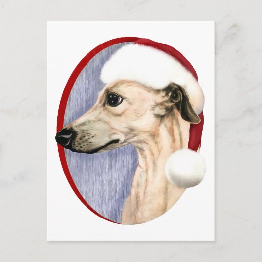 Whippet kerstkerstkerstkerstman feestdagenkaart (Voorkant)